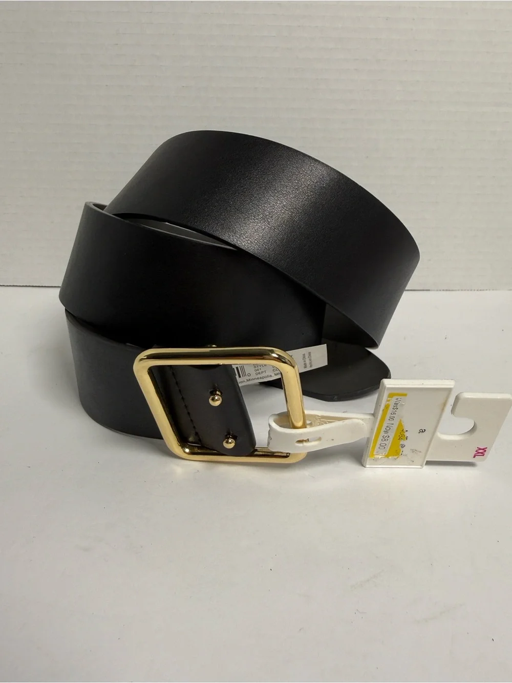 Classic Black Leather Women’s Belt with Gold Buckle Sz XXL